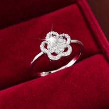 1pc Floral Design Cubic Zirconia Inlaid Ladies Ring - Multicolor - View 9