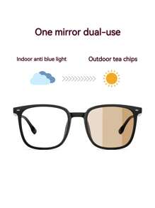 1pc Large Frame Rivet Photochromic Outdoor Glasses For Summer Beach Vacation,Outdoor,Travel Back To School Fashionable Preppy School Look