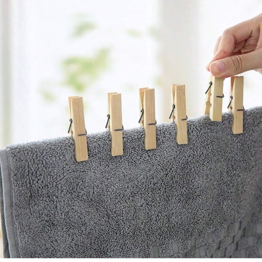 20pcs/Pack Bamboo Clips, Clothesline Clip, Anti-Wind Large Greenhouse Bamboo Clips, Clothes/Blanket Hanging Clips - Multicolor - View 1
