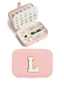 1 件装奢华仿皮双层珠宝收纳盒，带安全锁 - 柔软内衬便携式耳环、项链、戒指盒 - 适合家庭或办公室的现代桌面展示、珠宝盒