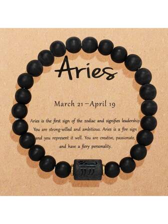 1 pieza 12 zodíaco constelación elástico Pulsera con cuenta para mujeres con A Tarjeta ( 8mm rosario )