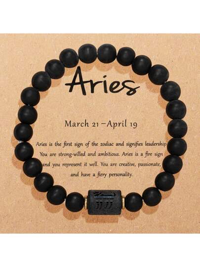 1pc 12 Zodiac Constellation Elastic Beaded Bracelet For Women With A Card (21-22 Pcs 8mm Beads)