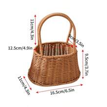 Cesta de almacenamiento tejida a mano, cesta para frutas, verduras, flores, bolsa de compras de ratán, cesta para pan, picnic, organizador de escritorio - Cesta C - Ver 7