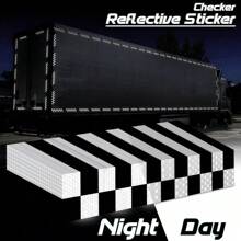 DOT-C2 Conspicuity Checker Reflective Tape - 1 Foot Per Stripe For Enhanced Safety Warning On Trailers - Black / White - View 1
