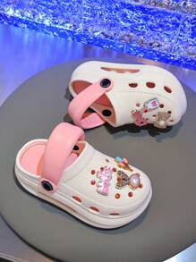 Kids Thick Sole Hollow Hole Shoes,Girls Summer Casual Cute Pattern Indoor Outdoor Fashion Sandals, Multifunctional Comfortable Non-Slip Beach Shoes Eva Soft Bottom Breathable Mid/Big Children Slippers Garden Shoes