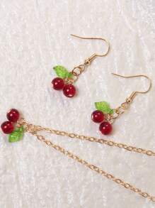 30/50pcs Handmade Glass Cherry Pendant, Unique Niche Design, Suitable For DIY Necklace, Keychain, Bracelet, Mini Gift - Red - View 2