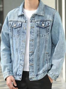 Thick Denim Jacket, Gothic Men's Casual Denim Top, Street Style, Autumn/Spring