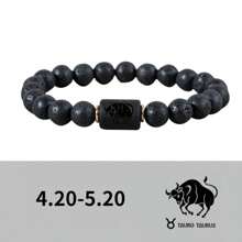 1入組 12 生肖星座彈力串珠手鍊女式帶卡（21-22 顆 8 毫米串珠） - 黑色 - 查看 9