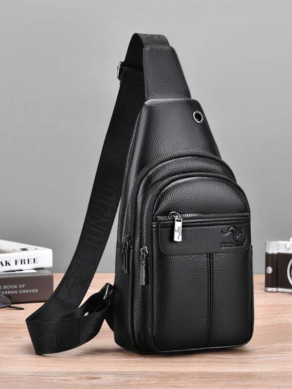 Wasserfeste PU Herren Brusttasche Umhängetasche Lässig Outdoor Schultertasche für Reisen und Handyaufbewahrung