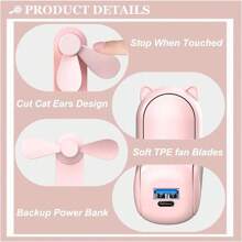 Mini ventilatore portatile ricaricabile USB 2 in 1, ventilatore pieghevole personale per uso interno, mini ventilatore tascabile per esterni elementi essenziali di viaggio