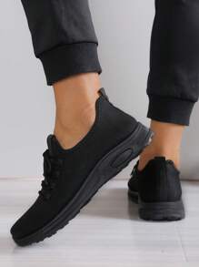 Black Sports Shoes For Men, Cloth Shoes With Non-Slip Soft Soles, Comfortable, Simple & Lightweight Running Sneakers
