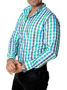 Moon & Rain Camisa para Hombre Manga Corta Casual Cuadros Verde, Azul y Marino Ropa de Hombre Tops para Hombre Camisas para Hombre Slim Fit Confeccionada en Tejido Ligero y Fresco que Brinda Comodidad, Frescura y Durabilidad Camisa de Corte Entallado Moderno Ideal para Uso Diario Oficina Trabajo Reuniones Fiestas o Eventos Informales Prenda Versátil Perfecta para Primavera y Verano Fácil de Combinar con Jeans, Pantalón de Vestir o Chinos Camisa con Acabados de Alta Calidad y Costuras Resistentes que Garantizan Larga Vida Útil Ajuste Slim Fit que Resalta la Figura Masculina sin Sacrificar Comodidad Opción Sofisticada para Hombres que Desean Proyectar Estilo, Distinción y Buen Gusto - Multicolor - Ver 5