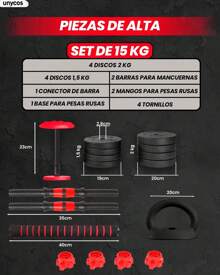 Dumbbell - #07 15 kg - Red Transformer con Kettlebell - View 4