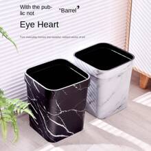 方形仿木纹垃圾桶带按压环，适用于浴室、酒店、餐厅、客房