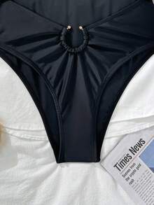 Women's New Solid Color One-Piece Swimsuit, Sexy Strap Design