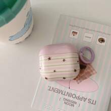 紫色条纹星星图案耳机盒+挂环 适用于苹果 Pro 3/ Pro 2/ Pro/ 4/ 3/ 2 - 淡紫色 - 查看 1