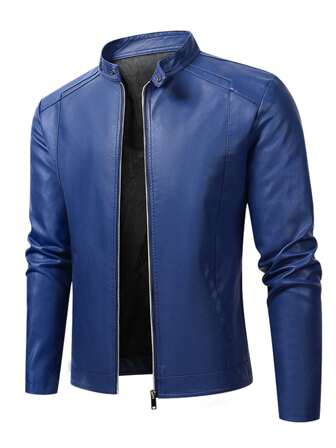 男士休闲复古机车皮夹克，春秋季，羊毛