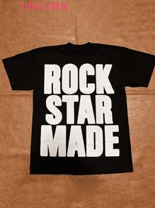 VHUTHK (220 Cotton T-Shirt) Men's Summer Round Neck Short Sleeve Casual Cotton With  Print    Y2k  Style - màu đen - Xem 1