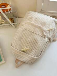 1 Pc Men's Solid Striped Multi-Pocket Zipper Closure Large Capacity Backpack, Fashion Versatile Casual, Suitable For Daily Use, Travel & Vacation, Adjustable Shoulder Strap - Multicolor - View 5