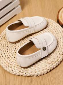 1 Pair Toddler Anti-Slip Soft Bottom Vintage British Style Flat Shoes, Suitable For Daily Wear In Spring/Autumn - White - View 4