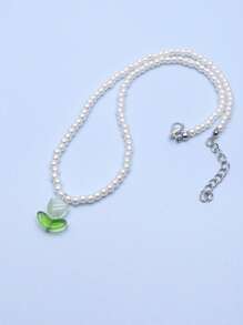 1Piece Delicate Flower Pendant Pearl Necklace - Flowers - View 12