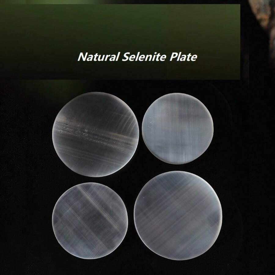 1pc Selenite Crystal Plate - Smooth Translucent White Stone With Blue Hues, Bohemian Style Home Decor & Gift For Valentine's Day, Christmas, Easter, New Year, Mother's & Father's Day, Graduation Season - White - View 1