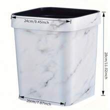 方形仿木纹垃圾桶带按压环，适用于浴室、酒店、餐厅、客房