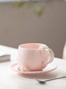 1 套手工花陶瓷小茶壶带木塞，创意马克杯盖，办公室真空保温咖啡壶，茶壶，水壶，家用大容量陶瓷暖手壶，送给朋友、同学返校的节日礼物 - 彩色 - 查看 4