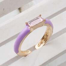 1 Open-Ended Ring Bohemian Candy Color Drip Oil Rectangle Glass Stackable Ring For Women - Statement Jewelry Gift - Geometry - View 22
