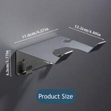 1 个不锈钢吹风机支架 - 带 2 个挂钩的壁挂式吹风机收纳架，防水防锈浴室收纳，适用于家庭或宿舍的节省空间的设计。 - 彩色 - 查看 3