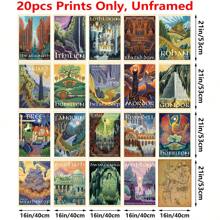 BAEMEFLE 1/3/20 Tranh in trên vải bố, chủ đề du lịch Tolkien, áp phích du lịch cổ điển vùng Trung Địa, trang trí phòng, tranh treo tường, trang trí phông nền sofa phòng khách, trang trí hành lang, trang trí nhà cửa, trang trí phòng ngủ, trang trí phòng tắm, trang trí phòng, trang trí văn phòng, trang trí trường học, quà tặng nghệ thuật - Nhiều màu - Xem 13