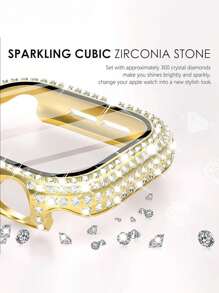 Funda compatible con Apple Watch de 40mm con protector de pantalla compatible con Apple Watch Series 6/5/4/3/2/1, funda brillante con 300 cristales de diamante y cubierta protectora de vidrio templado para 38mm, 40mm, 42mm y 44mm, en color plateado