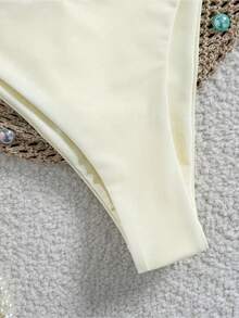 2026 Spring/Summer New Beach Vacation Bikini Sweet, Sexy, Slim, Versatile Swimming Two Piece Swimsuit Set - Apricot - View 5