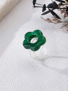 1pc Elegant Acrylic Flower Design Casual Ring For Women