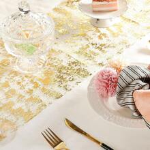 1 pieza Corredor de mesa brillante con malla metálica con purpurina para mesa de decoración de eventos, bodas, duchas nupciales, fiestas de cumpleaños
