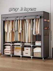 1pc Portable Wardrobe Cabinet, Economic Home Use Bedroom Storage Organizer, Sturdy Load-Bearing, Easy Assembly, Suitable For Bedroom, Rental, Dorm, Large Capacity - Multicolor - View 1