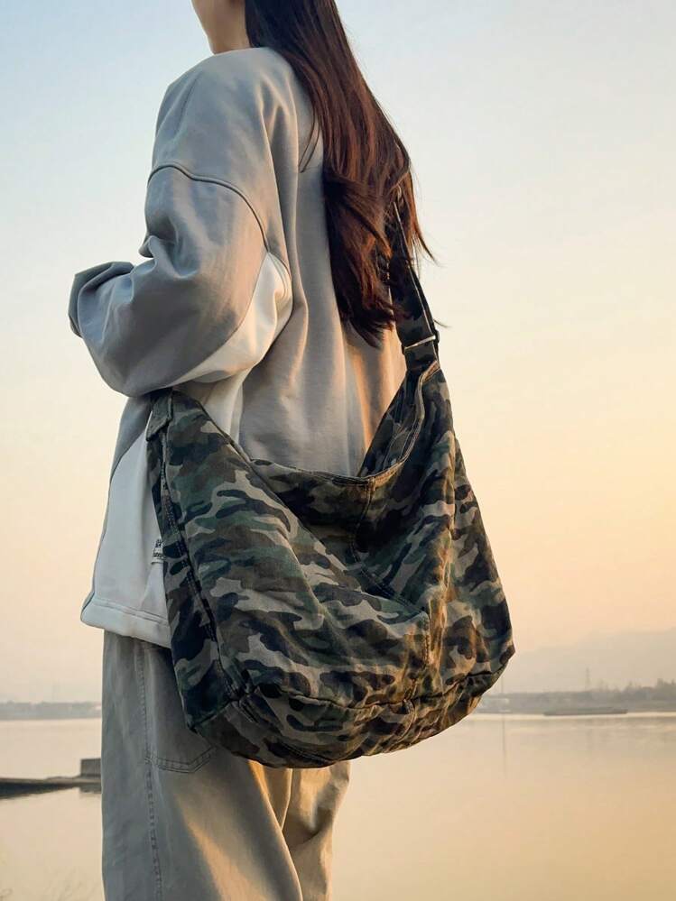 新款2025女士大容量帆布包，多功能户外露营徒步探险手提包，休闲简约拉链单肩包，适合日常使用，学校，短途旅行，大学生 - 彩色 - 查看 7