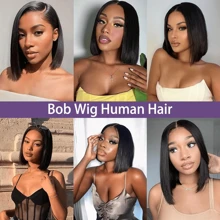 13x4 Lace Frontal Wigs Straight Short Bob Wig Human Hair Wigs Brazilian Pre Plucked Lace Frontal Human Hair Wig For Women Human Hair - Natural Black - View 8