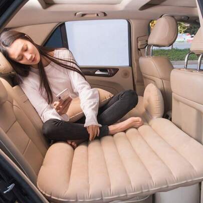 - Colchón Inflable para Auto Asiento Trasero - Colchón Inflable Camping, con Bomba de Inflado, 2 Almohadas Inflables y 1 Bloque de Seguridad Inflable, para Viajes Senderismo y Aire Libre