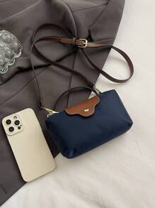 女士面料尼龙简约斜挎包，磁性饺子斜挎包，休闲可爱时尚手提包 - 藏蓝色 - 查看 3