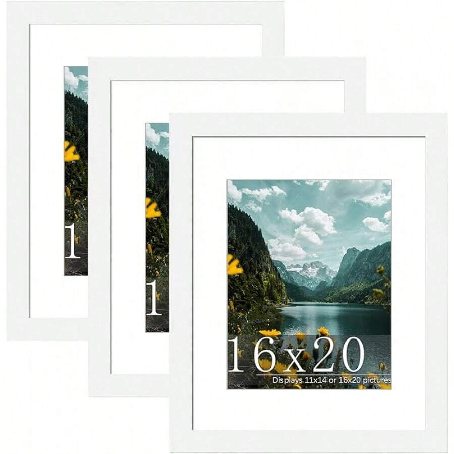 Picrit 16x20 Picture Frame 3 Pack, Black Poster Frame, Display Poster 11 X 14 With Or 16 X 20 Without Horizontal Or Vertical Wall Mounting2025 - 白色 - 查看 1