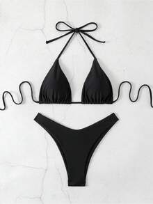 2026 Spring/Summer New Beach Vacation Bikini Sweet, Sexy, Slim, Versatile Swimming Two Piece Swimsuit Set - 黑色 - 查看 3
