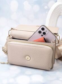 Nueva bolsa de mensajero, un bolso multifunción de gran capacidad con cremallera de doble capa, cartera para teléfono móvil, moda sencilla y deliciosa, imagen suave, tiempo libre, citas, para mujeres, cartera, cartera, cartera