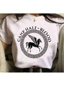 Unisex T-Shirt With Camp Half Blood Print - 白色 - 查看 1