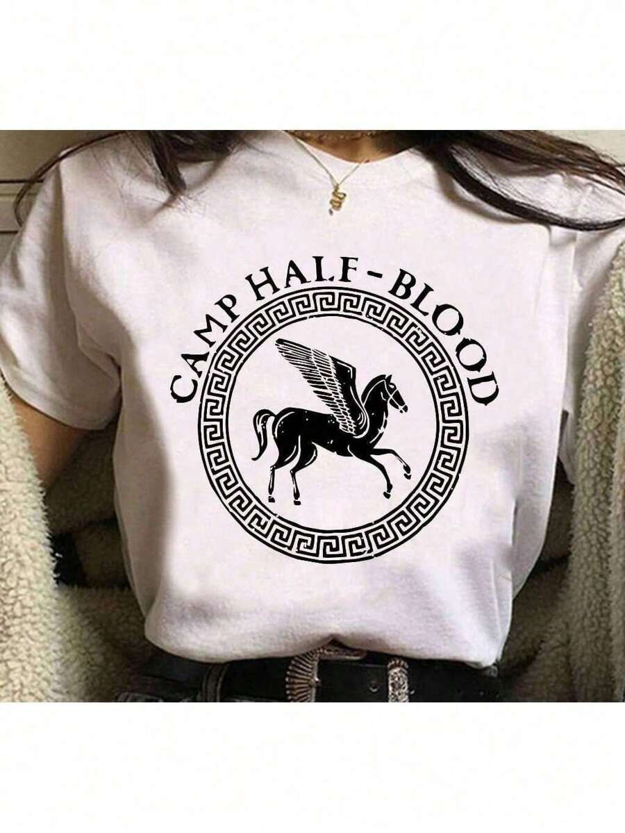 Unisex T-Shirt With Camp Half Blood Print - 白色 - 查看 1