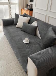 1pc All Season Luxury Sofa Cushion Cover, Modern Minimalist Fashion Dust-Proof Anti-Slip Sofa Seat Pad, Deep Gray Dirt-Resistant Machine/Hand Washable, Fit For Corner Sofa, Bedroom, Office, Living Room, L-Shaped And 1/2/3/4 Seater Sofa, Thick Plush Soft Non-Fading Pet-Friendly Protective Cover - Dark Grey - View 5