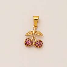 1Pc 18K Gold Plated Cute Charm Pendants For DIY Jewelry, Cherry, Lemon, Moon, Sun, Bow, Zirconia Crystal, Y2K Aesthetic Necklace Accessories