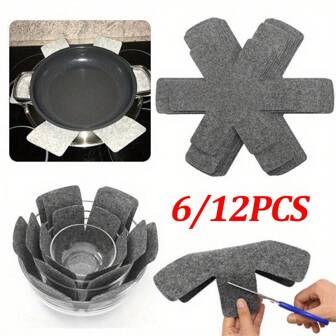 6/12 st filtskydd för grytor och pannor - non-stick, reptåliga köksförvaringsdynor för köksredskap, glas och mer