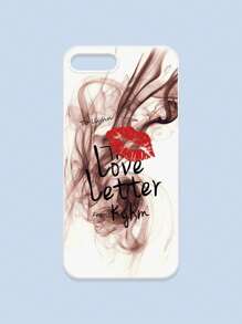 Lipmark & Smoke Pattern White Cellphone Case, "Love Letter" Romantic & Personalized Slogan Phone Case, Compatible With Iphone & Galaxy, IPhone 11/13/14/15/15 ProMax/16/16 Pro/16 Plus/16 ProMax, Galaxy Phones - Multicolor - View 29