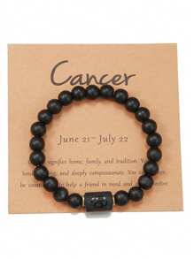 1入組 12 生肖星座彈力串珠手鍊女式帶卡（21-22 顆 8 毫米串珠） - 黑色 - 查看 22
